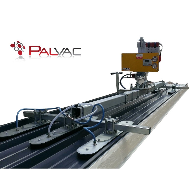 Palonnier à ventouses pour panneaux sandwich et bardage CL-1/6- 400 Kg Capacité 400 Kg / Pour la manutention de panneaux sandwich jusqu'à 12 000 mm ou 16 000 mm de long /
Double position : Horizontale et verticale / Fabriqués selon la norme EN 13155