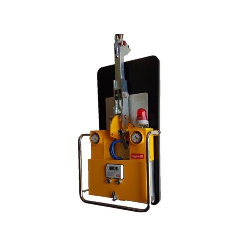 CL-W Palonnier compact mono ventouse 375 kg Capacité 375 Kg / mono ventouse de 1000*500 mm / Conçu pour la manutention de vitrage sur chantier ou panneaux sandwich (à onde fine) / Conforme EN 13155
CL-W RCMBM : Rotation 360° et basculement 0-90° manuels (Double vanne coulissante avec bouton de sécurité)
Radio commande de série