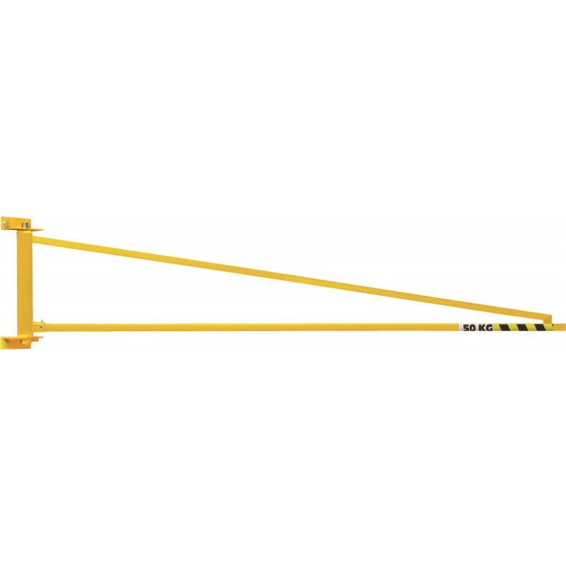 capacité 50 Kg / 
Portée de 2000 à 5000 mm / 
Rotation 180 ° / 
Potence légère triangulée profil creux (confort de roulement maximal)Divers kits de fixation disponible