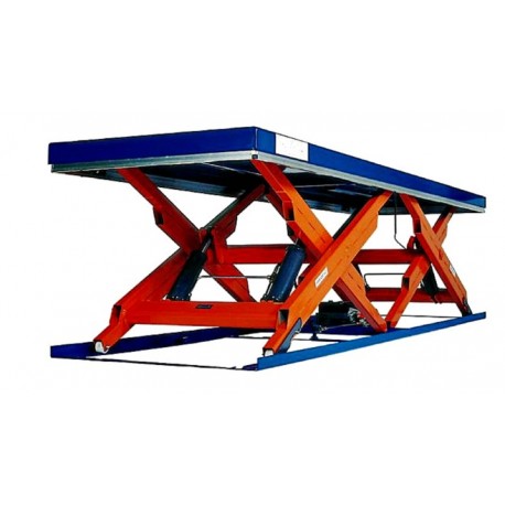 Table élévatrice fixe double ciseaux horizontaux / Capacité 6000 Kg / Elévation maxi : 2400 mm /  Plateau de 6000*1500 mm 