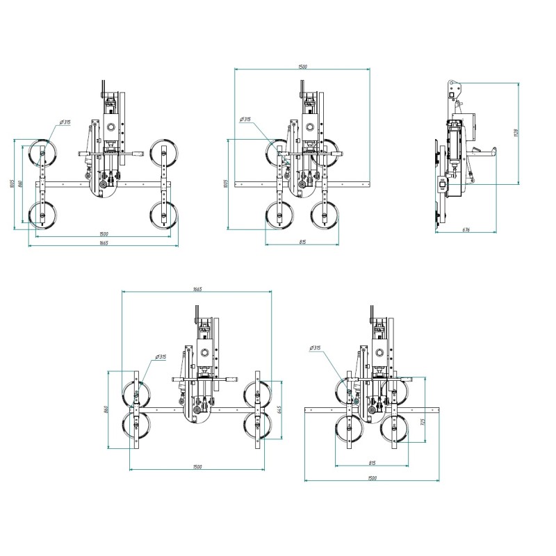 Palonnier à ventouses 400Kg pour menuiseries en atelier avec rotation et basculement pneumatique PALVAC - VA4 RPBP