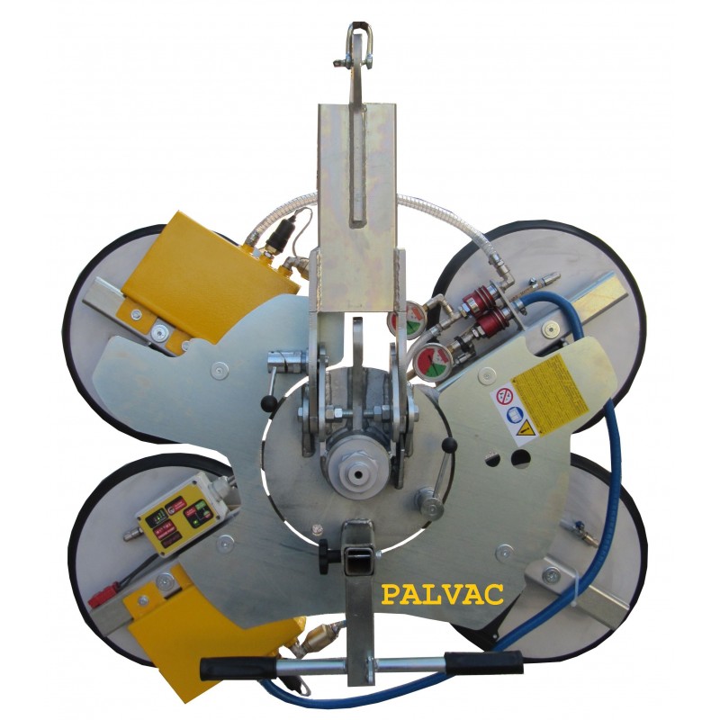 VB4 d4 Palonnier à ventouses autonome pour vitrage - 600 Kg Capacité 600 Kg / 4 ventouses Ø 390 mm / Conçu pour la manutention de vitrage sur chantier / Conforme EN 13155