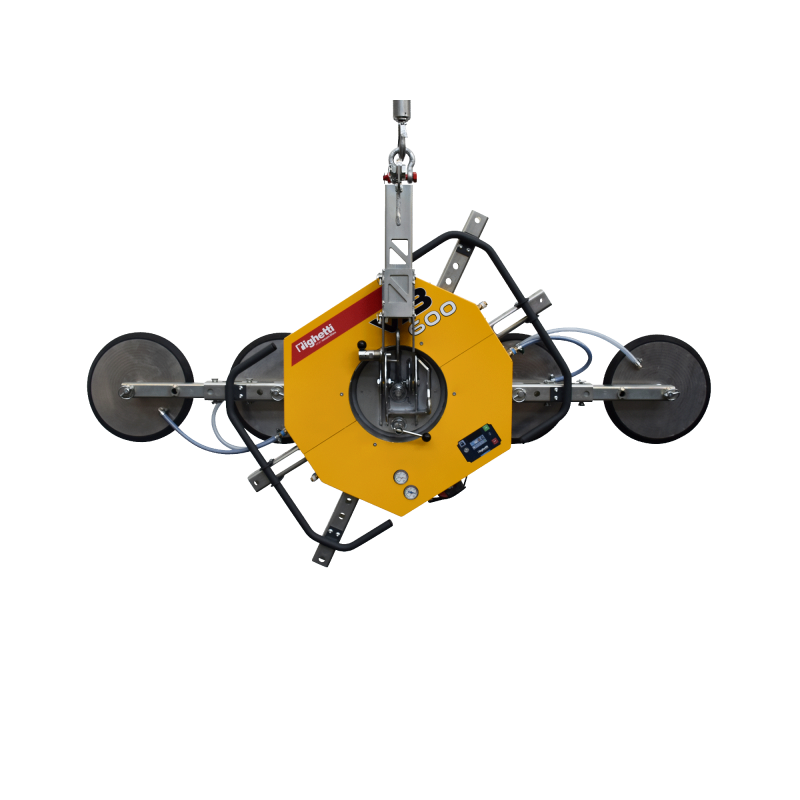 Palonnier à ventouses VB600 sur batterie pour la manutention de vitrage sur chantier, capacité 600 Kg, ventouses en ligne