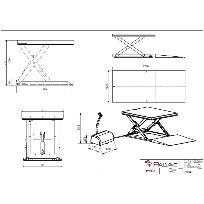 Table élévatrice extra plate HY503 Plan - PALVAC