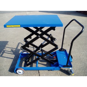 Table élévatrice mobile manuelle double ciseaux - 300 kg - levée 1350 mm - PALVAC