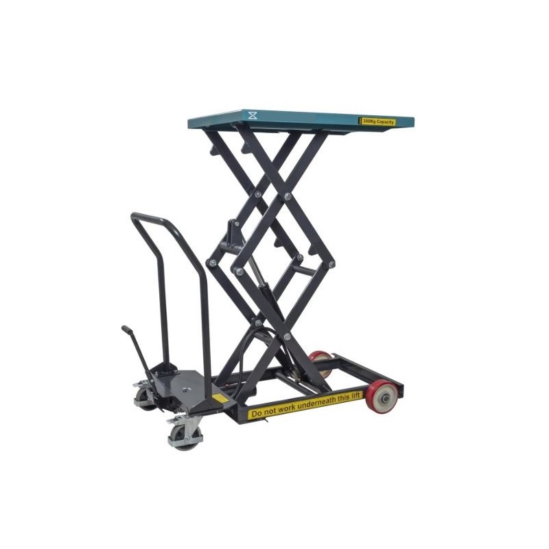 Table élévatrice mobile manuelle double ciseaux - 300 kg - levée 1350 mm - PALVAC