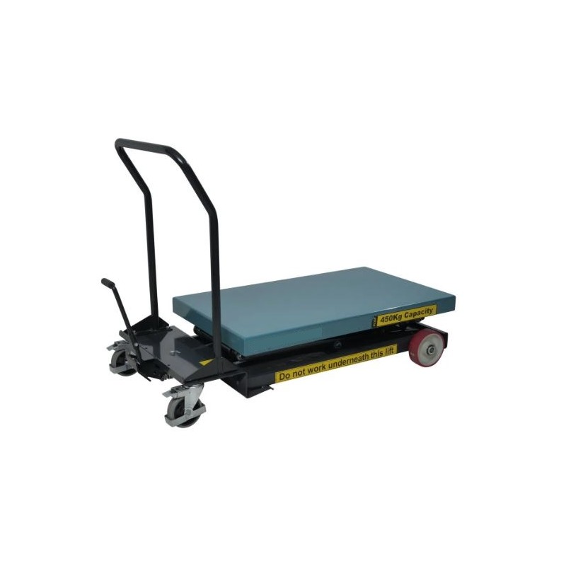 Table élévatrice mobile manuelle haute levée - Capacité 450 kg - levée 1350 mm - PALVAC