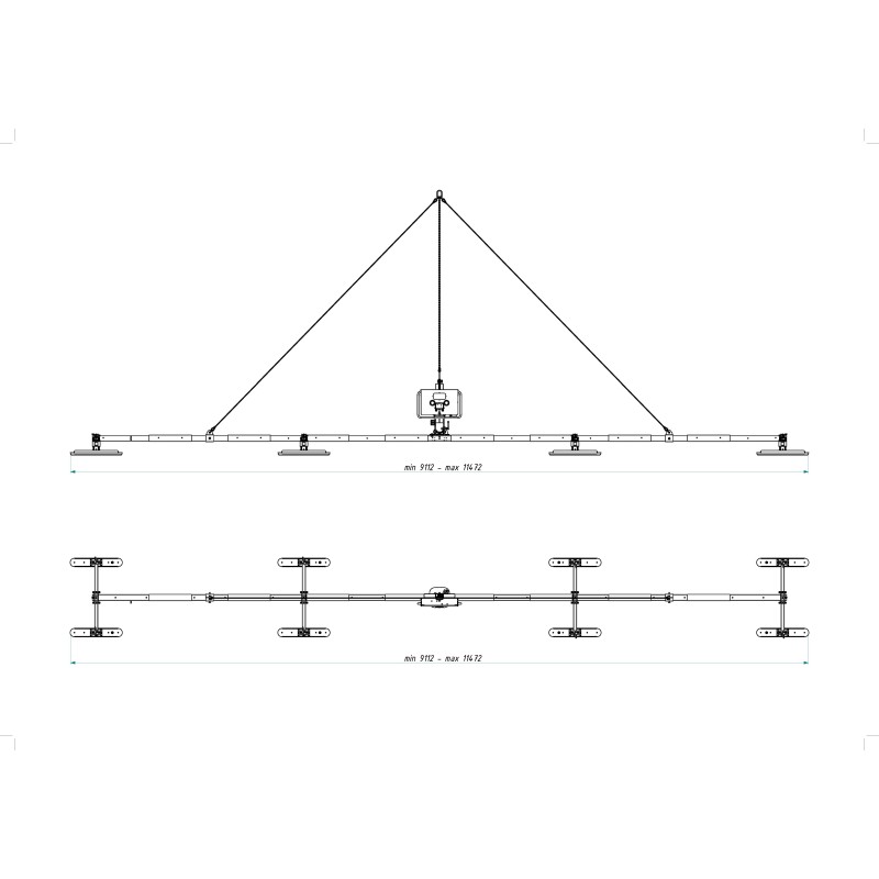 Plan palonnier à ventouses 500 Kg pour couverture CL2-9000X - Configuration couverture- PALVAC