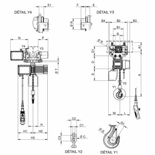 plan palan électrique RWM à chariot électrique - 125 Kg - bi vitesse 1 et 4 m/min