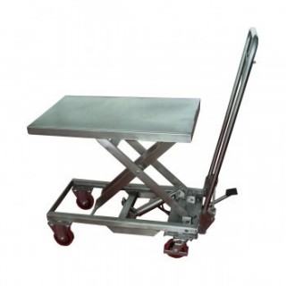 Table élévatrice mobile manuelle Inox et Aluminium